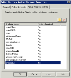 AD System Discovery attribute properties